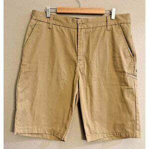 Fox Racing Chino Shorts Size 36 Khaki Casual Flat Front Style 42301 Cotton Blend